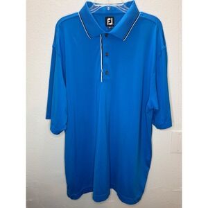 FootJoy Golf Polo Shirt Mens XXL Blue Short Sleeve Stretch Tipped Collar